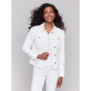 Twill Jean Jacket with Frayed Edges